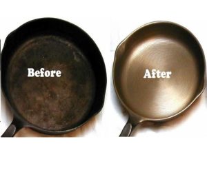 pan cleaning with the use of baking soda before and after