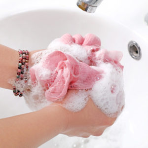 pink bath sponge