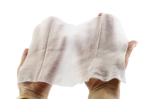 makeup wipes on hands